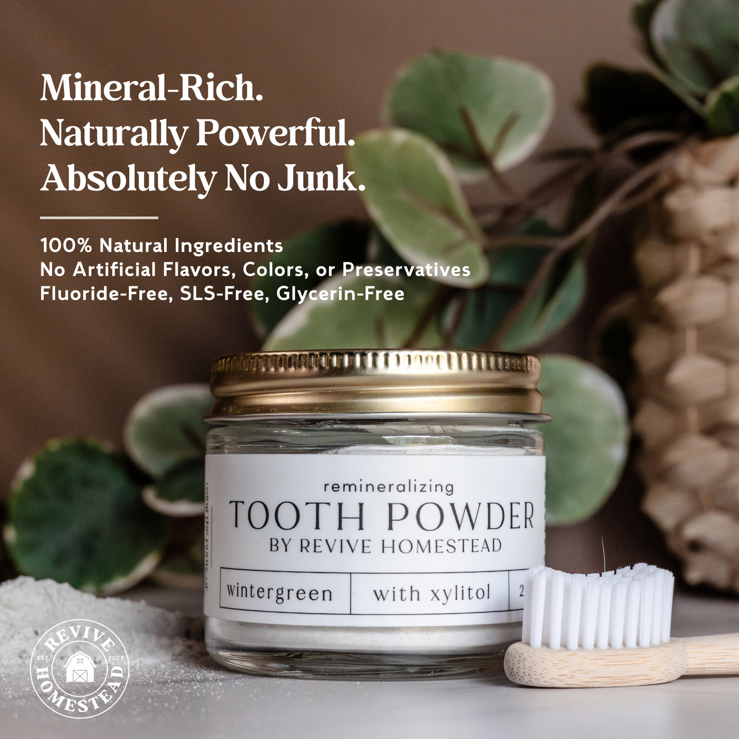 Remineralizing Tooth Powder with Hydroxyapatite (Sweetener-Free)