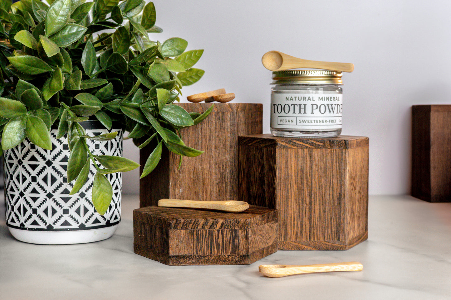 Mini Bamboo Scoop – Reusable Measuring Spoon for Tooth Powder & Mouthwash Crystals
