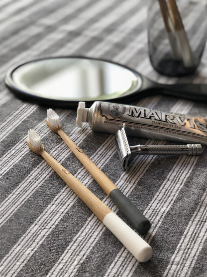 Grey Bamboo Toothbrush with Medium Castor Oil Bristles